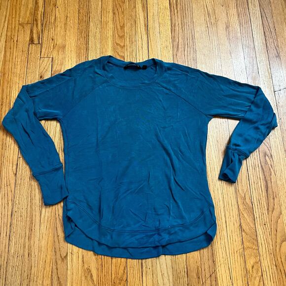 Athleta Shirt Womens XS High Serenity Criss Cross Sweatshirt Teal Blue Green - Picture 1 of 8
